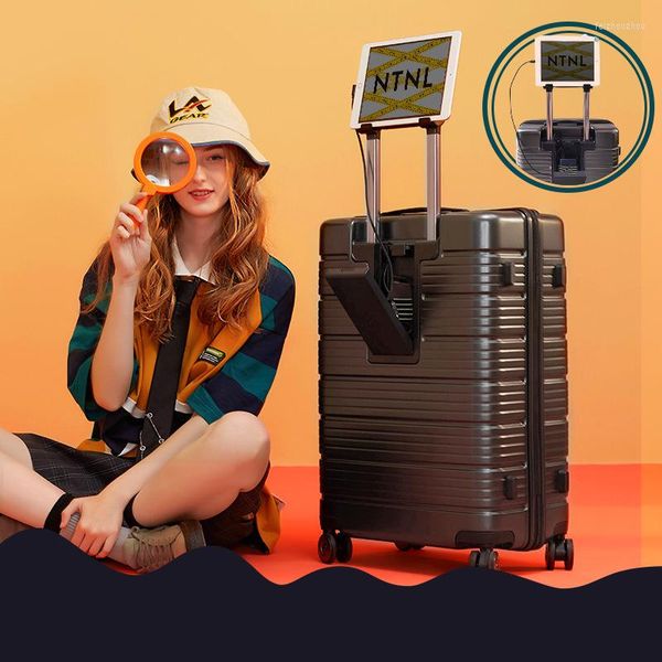 

suitcases luggage with usb charging port trolley suitcase 20 inch fashion men women universal wheel password box boarding case