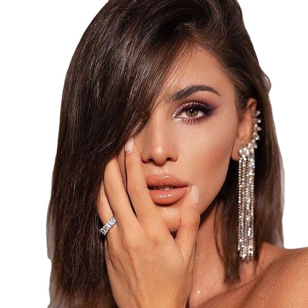 

explosive fashion tassel zircon earrings luxury bridal wedding full of diamond ear clip accessoriesunique designer shiny creative, Golden
