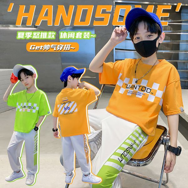 

sets suits children s clothes summer suit boys fashion printed letter short sleeve nine piece pants two set 3 12y 230508