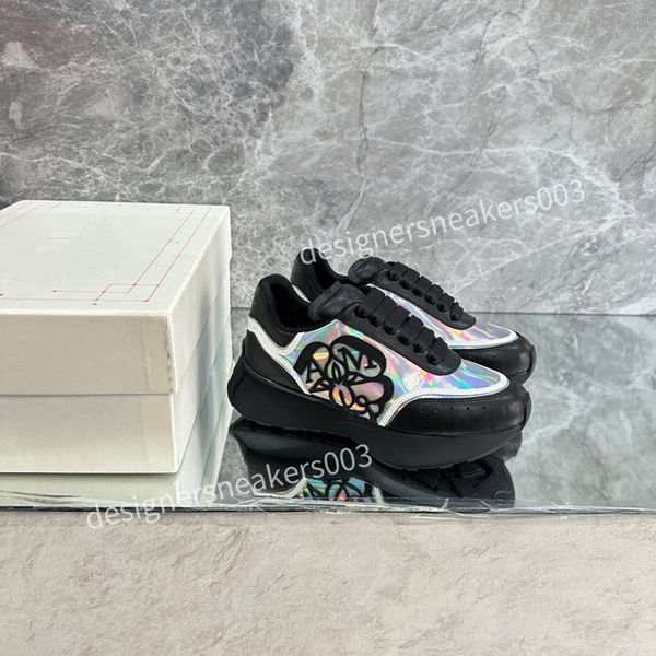 

2023sneakers designer casual shoes classic do-old dirty shoe mid double height bottom trainers leather glitter golden women quality, Black