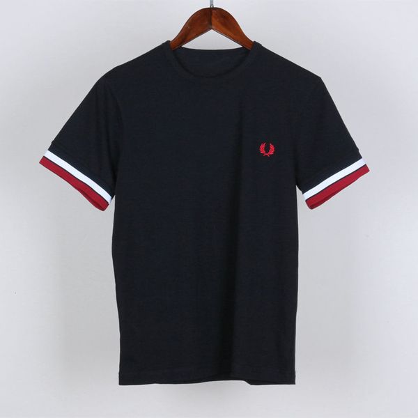 

men's t-shirts casual o-neck men's wheat embroidery classic style summer high-quality pure cotton men's short-sleeved t-shirt, White;black