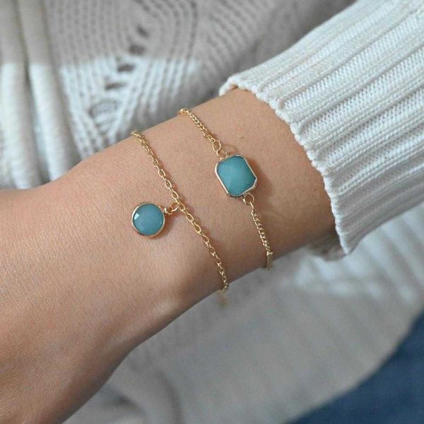 

fashion jelly green edging diamond bracelet womens geometric square round pendant wholesale, Golden;silver