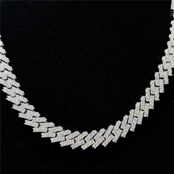 

fully setting iced out 10mm width one row cuban link silver 925 iced cuban link