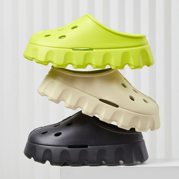 

slippers hollow out chunky platform slippers for women summer comfortable soft sole pillow slides sandals wman non-slip beach shoes 230509, Black