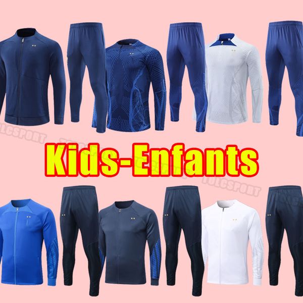 

kids child 22 23 24 benzema mbappe griezmann soccer tracksuits french kante pogba zidane giroud matuidi varane pavaro long sleeve tracksuit, Black