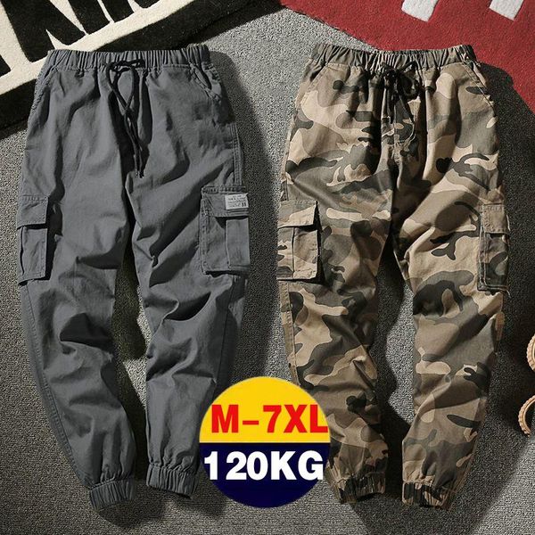 

pants joggers camouflage casual cargo pants men cotton trousers mens clothes streetwear korean hip hop harem pants 7xl male pantalones, Black