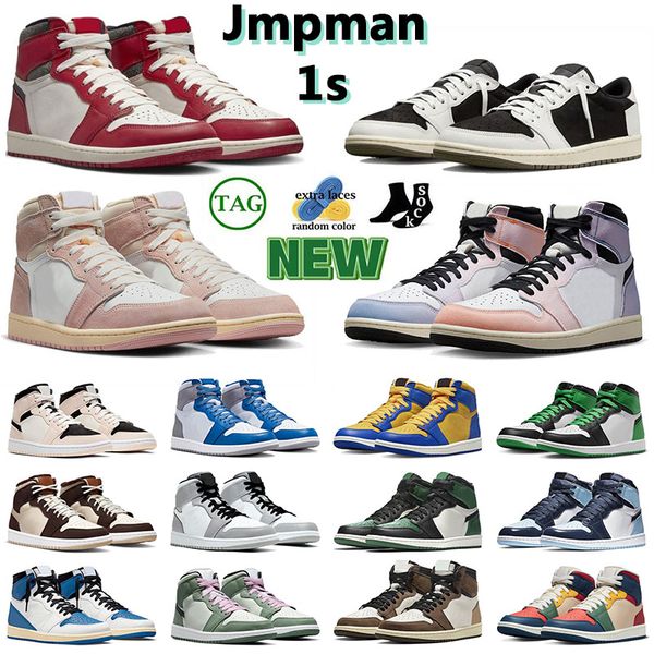 

2023 fashion new men women basketball shoe 1s chicago lost and found reverse mocha lucky green skyline washed pink reverse laney olive desig