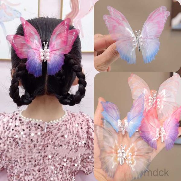 

hair clips barrettes children's super immortal butterfly pearl hairpin girl hairpin fairy moving butterfly clip headpiece cute jewelry, Golden;silver