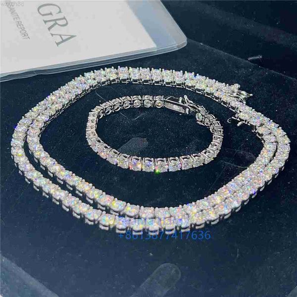 

ready to ship 2mm 3mm 4mm 5mm 6.5mm moissanite jewelry 925 silver rose gold yellow gold necklace vvs moissanite tennis chain