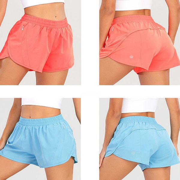 

Yoga Women's High Waist Zipper Pocket Shorts Fiess Set Girls' Running Fashion Casual Fake Two Piece Anti Glare Sports Pants