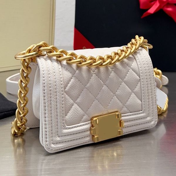 

22a mini boy designer flap bag caviar calfskin leather gold metal hardware adjustable leather strap crossbody shoulder handbag women quilted