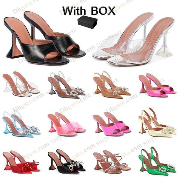 

sandals heeled satin high amina muaddi shoes dress shoe luxury designer bow crystal-embellished buckle pointed toe sunflower pcv wine cup he, Black