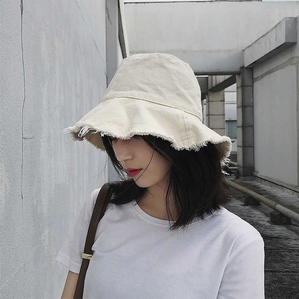 

wide brim hats new bucket hats women tassel harajuku vintage sun shading summer beach womens hat simple trendy all-match solid travel cap gi, Blue;gray