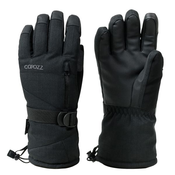 

sports gloves copozz ski waterproof with touchscreen function thermal snowboard warm motorcycle snow men women 230509, Black