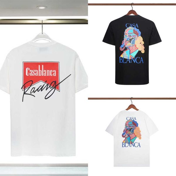 

designer mens casablanc t shirt summer style tshirts embroidery with letters printing loose tees trend short sleeve casual shirts asian siz, White;black
