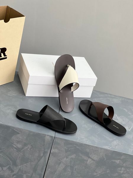 

designer the row sandals french lady leather toe clip square kitten heel luxury casual comfortable outdoor party slippers v5a3, Black