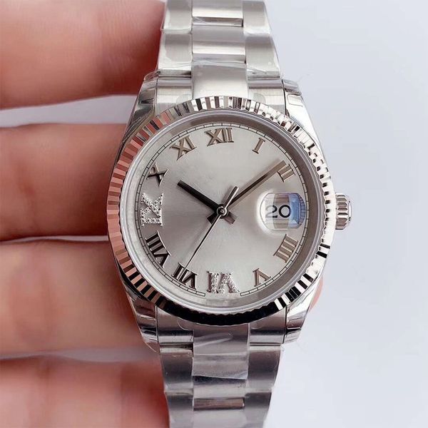 

watch mens watch automatic mechanical watches business wristwatch stainless steel watch waterproof wristwatches montre de luxe 36mm, Slivery;brown