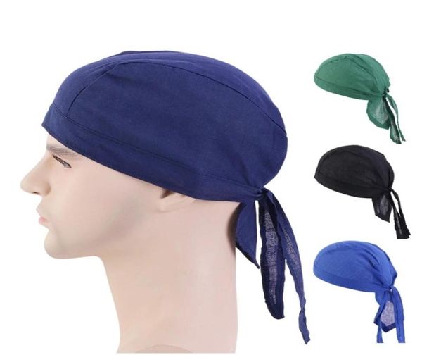 

new women men bandana hat cotton durag cap adjustable cancer chemo turban wigs doo durag headwrap pirate head scarf1212544, Blue;gray