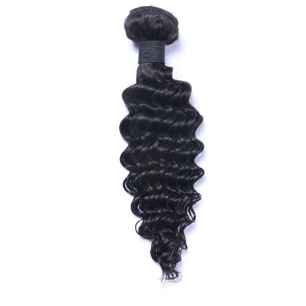 

brazilian virgin human hair deep wave unprocessed remy hair weaves double wefts 100g/bundle 1bundle/lot can be dyed bleached, Black