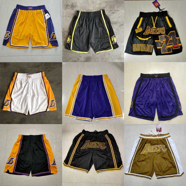 

2023 los angeles''lakers''men throwback basketball shorts pocket red black