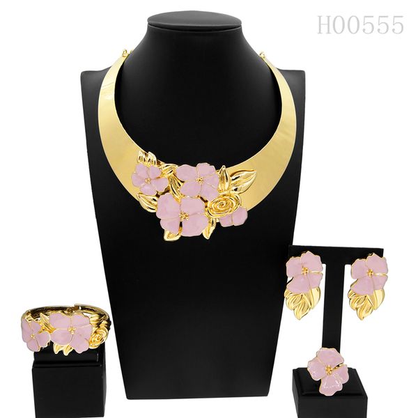 

yulaili new manufacture 18k italian gold jewelry set beautiful necklace set wedding women dinner jewelry sets, Black