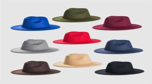 

simple felt hat women fedoras men fedora hats woman man jazz hat female male wide brim cap fashion autumn winter caps wholesal4814404, Blue;gray