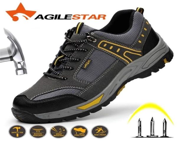 

men safety shoes steel toe work shoes for men boots lightweight breathable antismashing puncture proof construction sneaker 220509749323, Black;brown