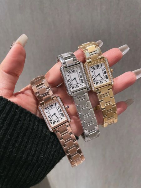 

u1 aaa mens womens diamond bezel v3 watches new tank series fashion casual 26mm 22mm quartz montres ultra thin lady waterproof wristwatches, Slivery;brown