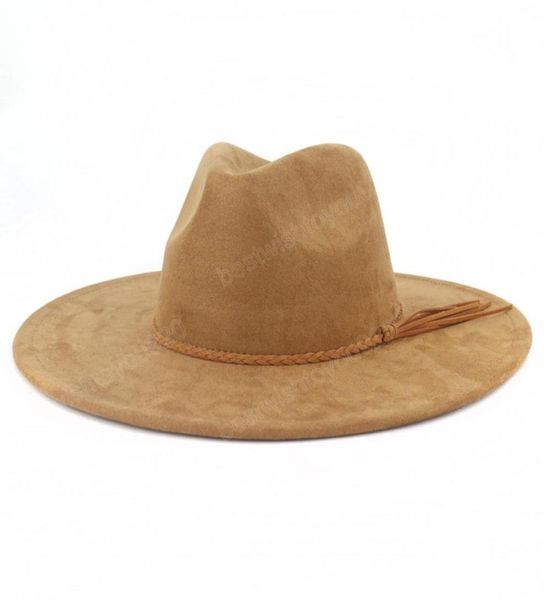 

classical suede 95cm wide brim fedora hat for women men church jazz hats wedding decorate formal dress ca9481444, Blue;gray