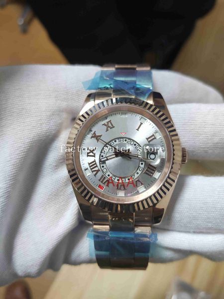 

13 color men's sky-dweller watches 42mm 326135 326935 326939 326934 small dial date stainless steel mechanical automatic wristwatches, Slivery;brown