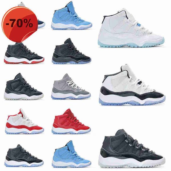 

sandals with box 11s kids shoes designer cherry 11 basketball sneakers boys cool grey cherry bred gamma blue citrus new cool grey unc win li, Black