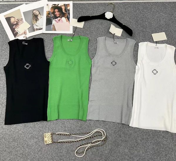 

designer womens tanks camis anagram classic embroidery knitted sleeveless halter vest shirt designer knit yoga suit sportwear fitness sports, White