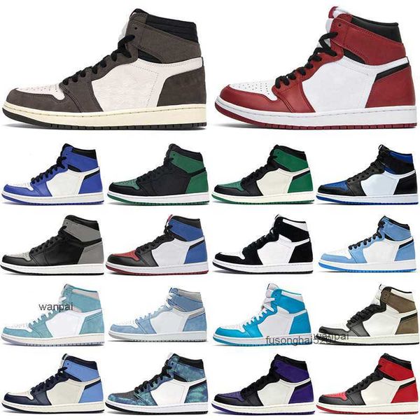 

2022 popular retro basketball shoes 1 men's 1s turbo green hyper royal unc dark mocha obsidian tie dye court purple bred toe cactus jac