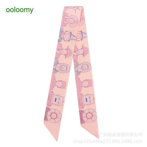 

hemres designer cravat h home binding bag handle scarf 2023 springsummer new twill series wrapped ribbon accessories hairband small strip 4t, Black;purple