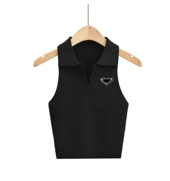 

pr-a summer white women t-shirt tees crop embroidery shoulder black tank casual sleeveless backless shirts luxury designer solid color vest