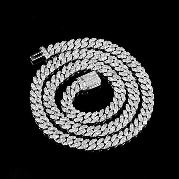 

custom 925 sterling silver prong gold cuban link chain jewelry necklace women 6mm 8mm cuban link chain moissanite vvs