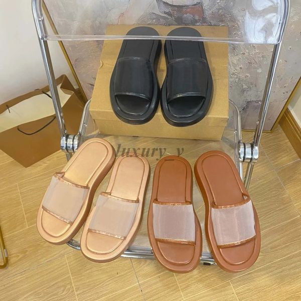 

designer striped slippers vintage check cotton slides mesh slipper women canvas slides platform sandals flip flops, Black