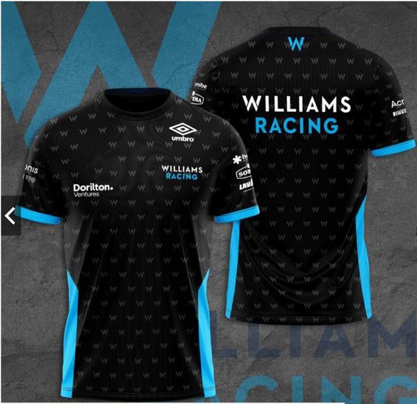 

2023 fashion f1 men's t shirt formula one team summer williams crew neck short sleeve outdoor racing extreme sports enthusiast leisure, White;black