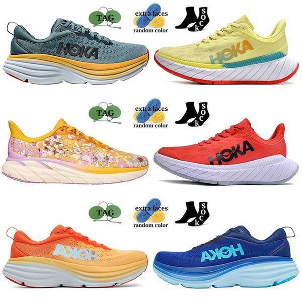 

hoka bondi 8 designer running shoes men women sneakers amber yellow triple black coastal sky vibrant orange clifton 8 ibiza blue scuba lilac