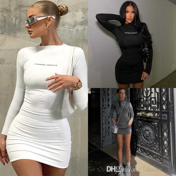 

womens white dress bandage slim bodycon dress letter print short long sleeve mini dresses clubwear, Black;gray