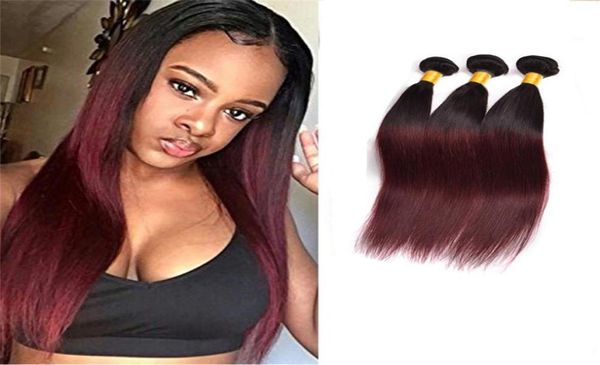 

peruvian virgin hair 3 bundles 1b99j straight 100 human hair extensions 1026inch 1b 99j straight 3pcs double wefts2730441, Black