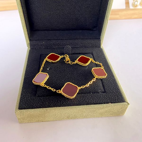 

fashion classic 4/four leaf clover charm bracelets bangle chain 18k gold agate shell mother-of-pearl for women girl wedding mother' day, Black