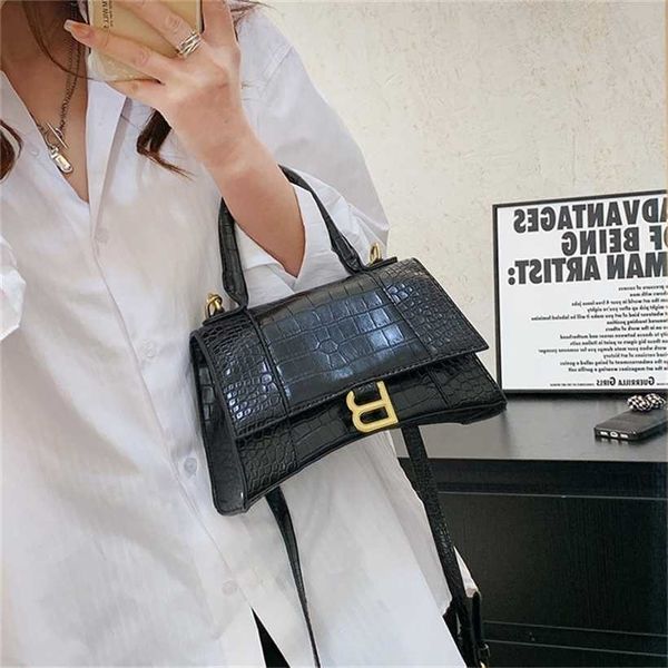 

handbag designer style 2023 female hourglass crocodile pattern style stick texture hand-held