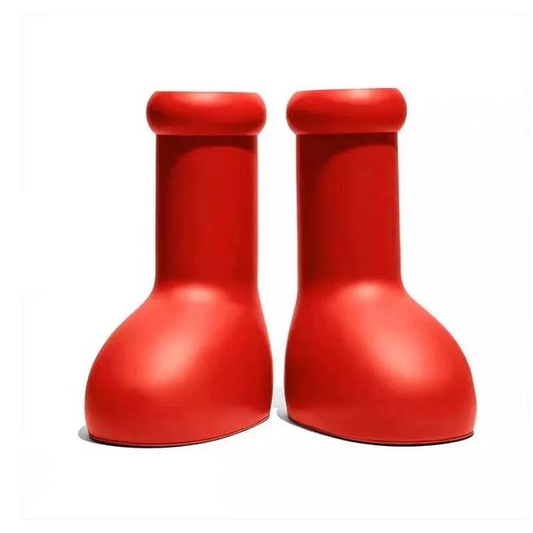 

boots big red designer boots solid color high boots flat rubber boots round head long boots, Black