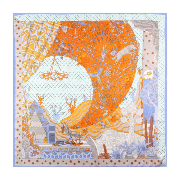 

sarongs manual hand rolled twill silk scarf women concert print square scarves wraps echarpes curled foulards femme bandana hijabs 90cm 2305, Blue;gray