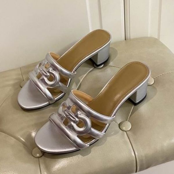 

new sandals designer classic style ladies shoes casual heel height 5cm, Black