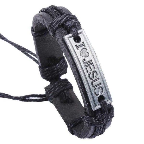 

qinuo ornament vintage weave genuine leather bracelet alloy english letter cowhide hand jewelry wholesale men, Golden;silver