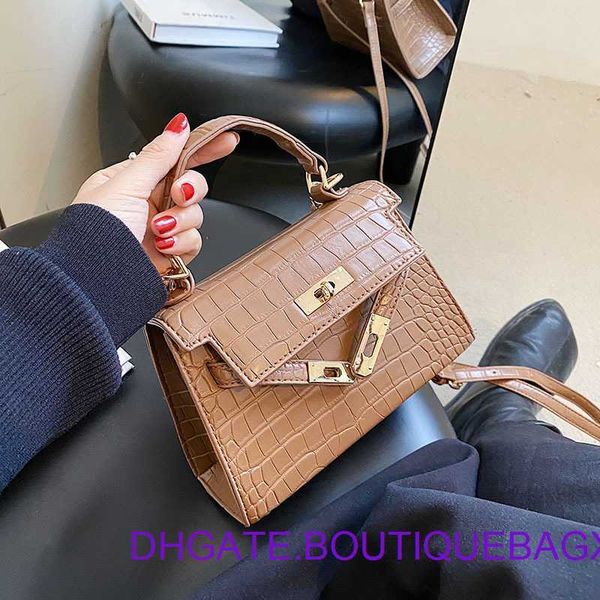 

designer hremm kelys's evening bags for outlet solid new women's 2023 crocodile pattern handheld shoulder texture fashion crossbod