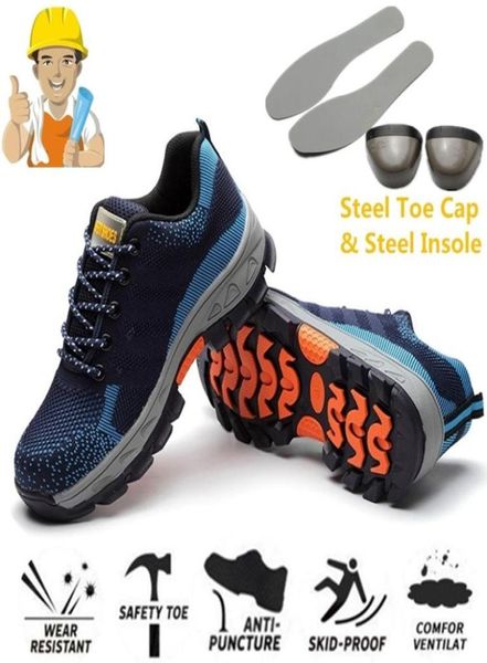 

safety shoes men women antismashing antipuncture steel toe cap work shoes mesh breathable comfortable hiking sneakers 2205077475790, Black;brown