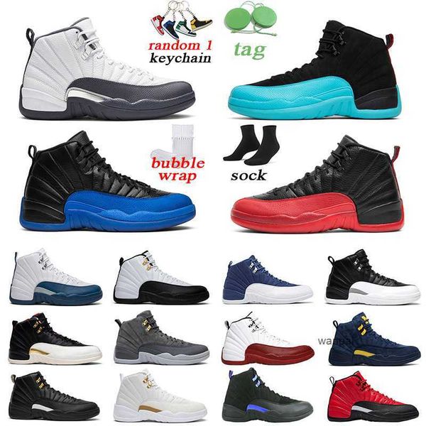 

men basketball shoes jumpman university gold game royal michigan 12s mens trainer sports sneakers size 7-13